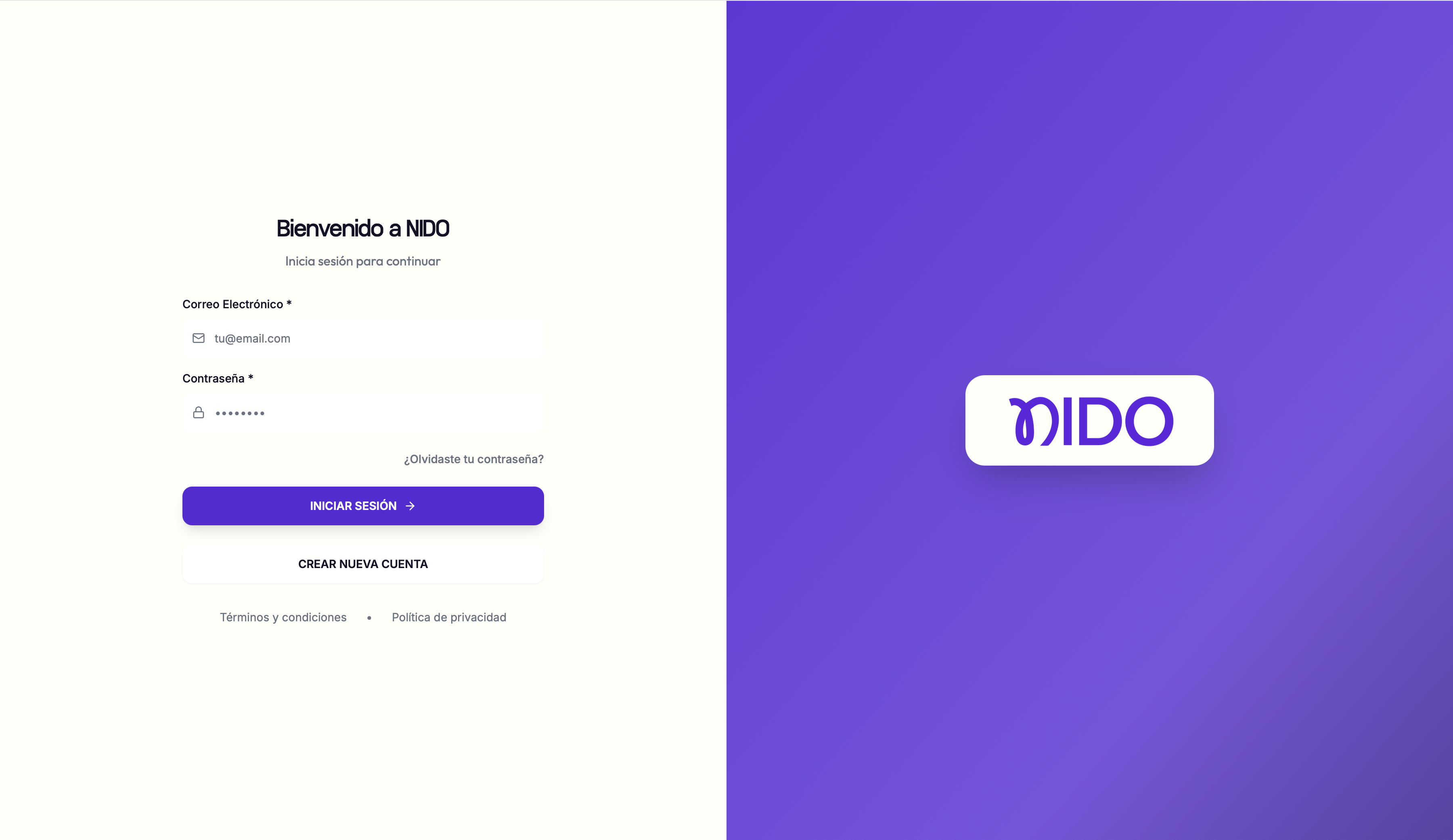 NIDO Dashboard Interface